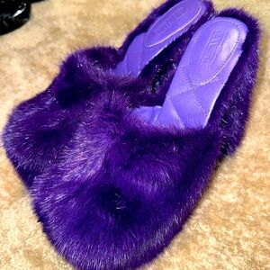Jennifer Le Purple Fur Mules